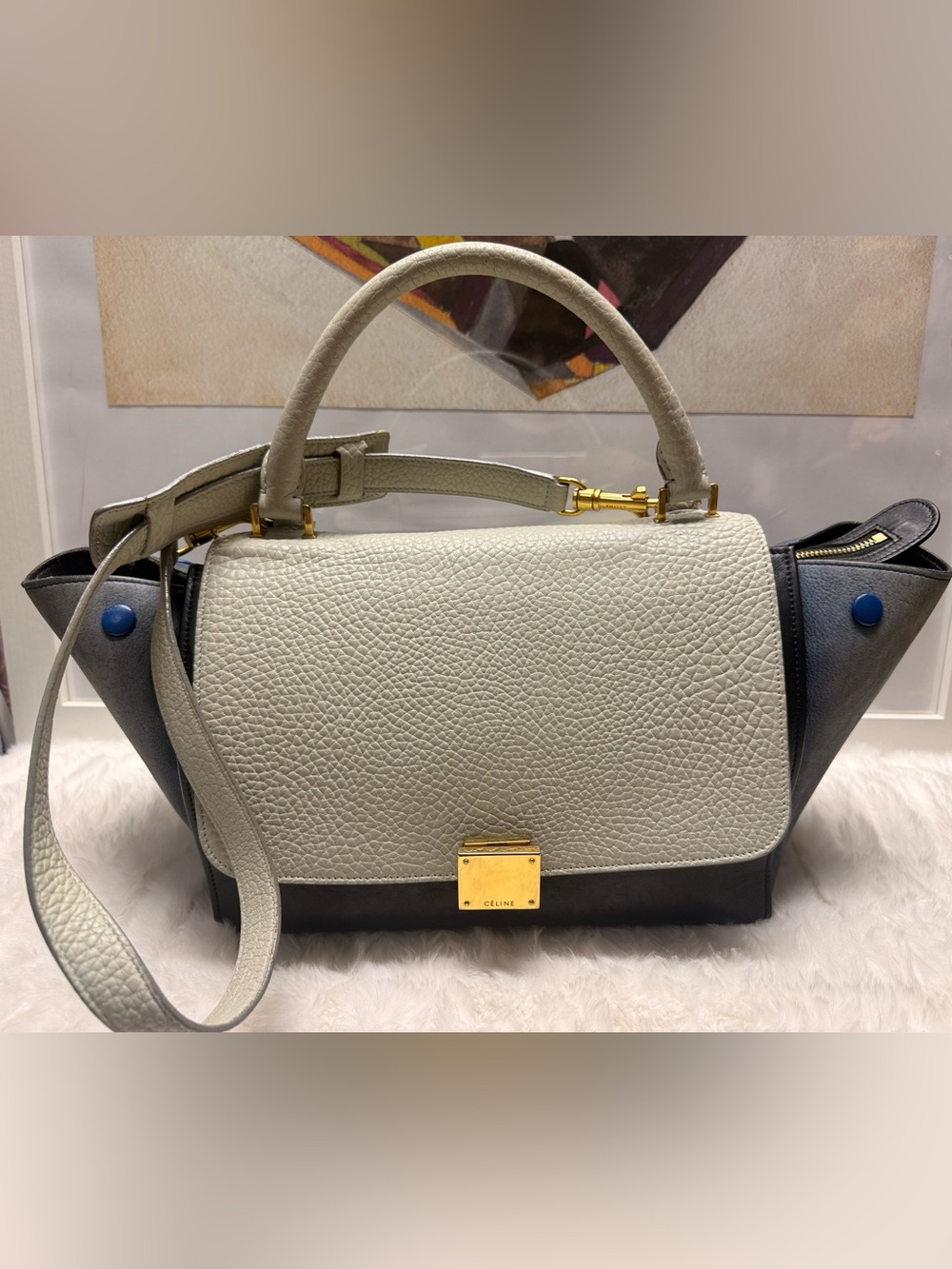 CELINE Trapeze Two-Way Bag Black and White